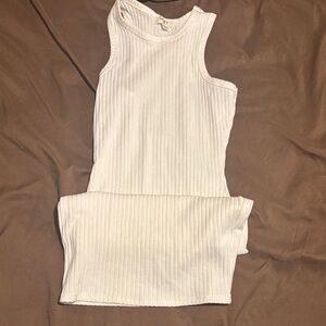 Love J Asymmetrical Ribbed Dress in Cream